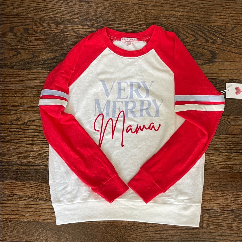 NWT PJ Salvage Very Merry Mama Top